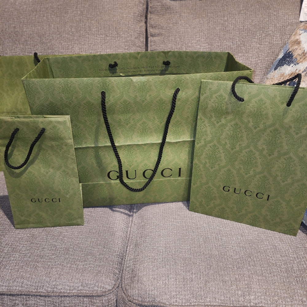 Gucci Green Shopping Bags Set